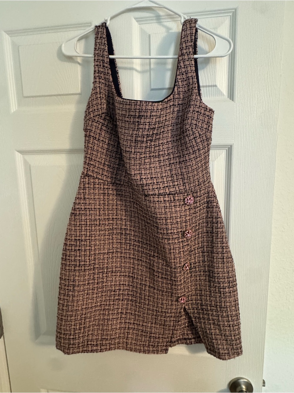 City Studio Pink and Black Tweed Mini Dress